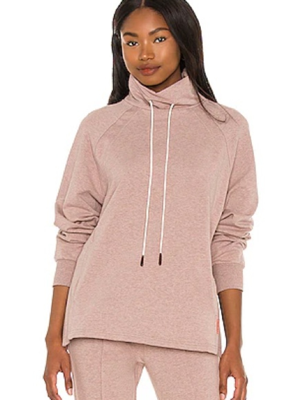 Varley Heathered Heathered Pink Pullover with Leather Logo Tab - Size Large